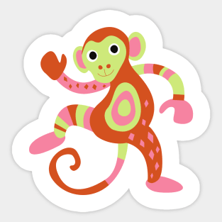 Cute Multicolored Monkey Sticker